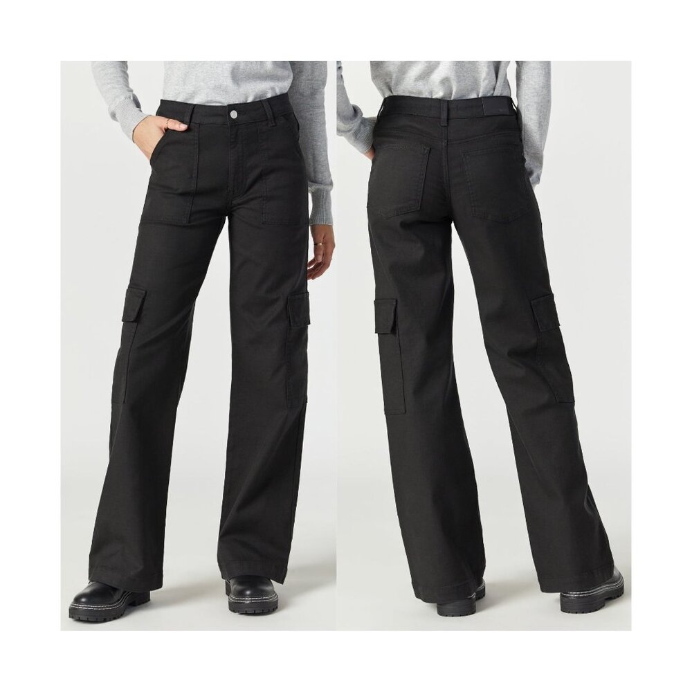 Mavi Women's Alva Alva Straight Leg Cargo Pants in Black Luxe Twill - Size 32/30